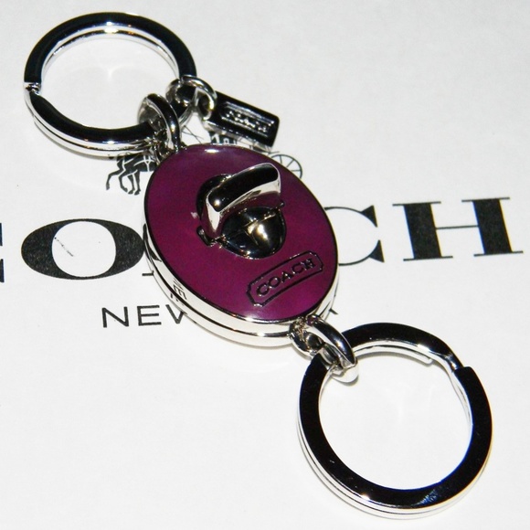 Coach Accessories - NEW COACH OVAL PURPLE SILVER VALET KEY CHAIN RING